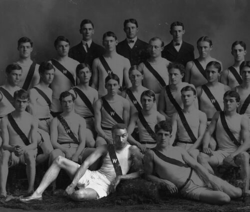 1903 UW–Madison track team photo featuring George Poage.